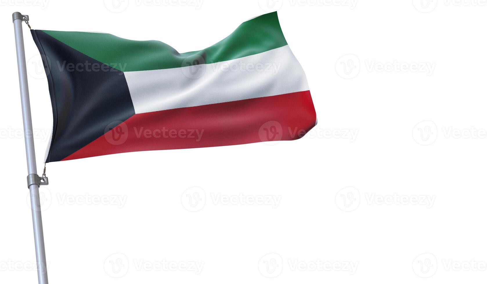 a flag is waving in the wind of Kuwait on a white background photo