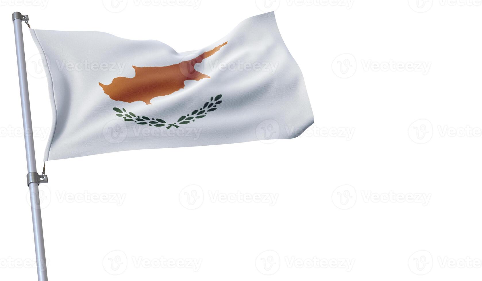 a flag is waving in the wind of Cyprus on a white background photo