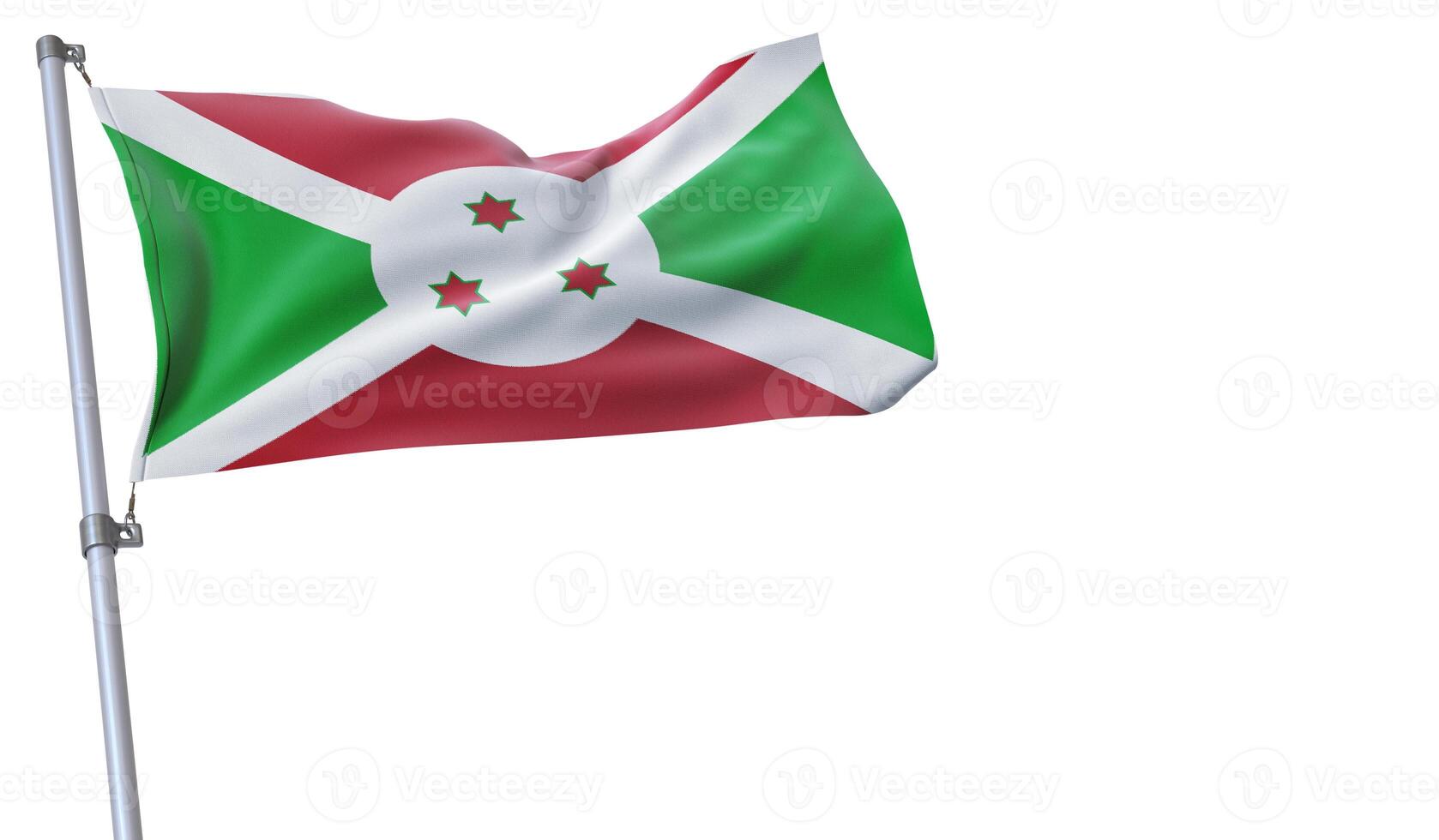 a flag is waving in the wind of Burundi on a white background photo