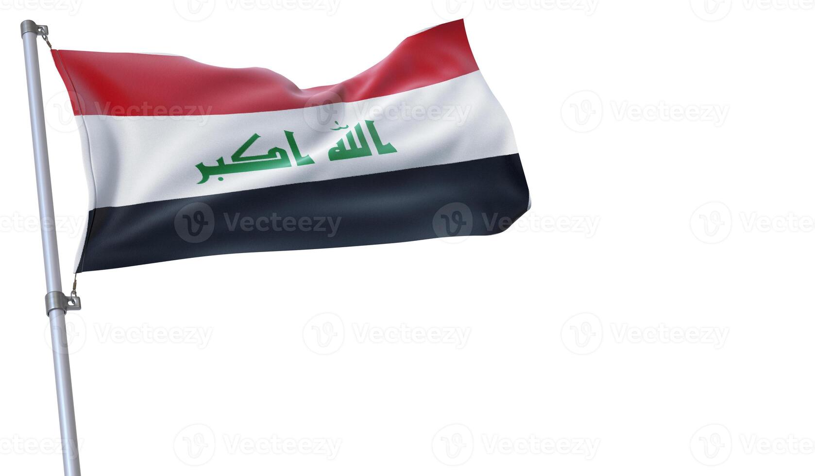 a flag is waving in the wind of Iraq on a white background photo