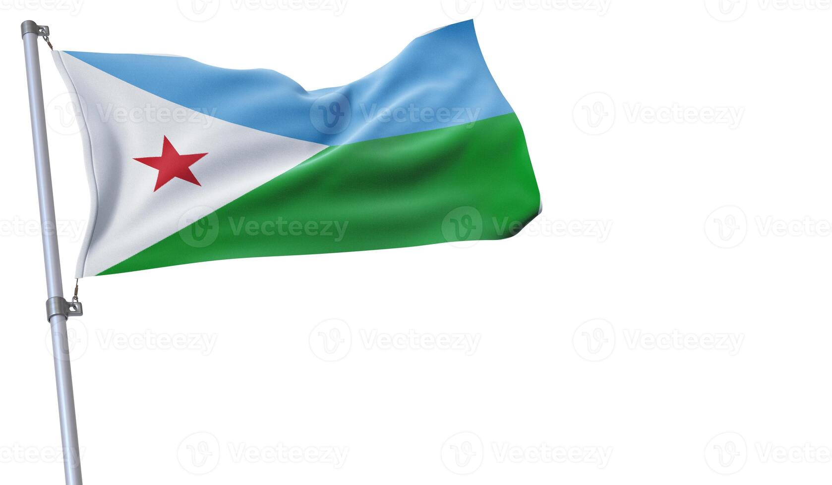 a flag is waving in the wind of Djibouti on a white background photo