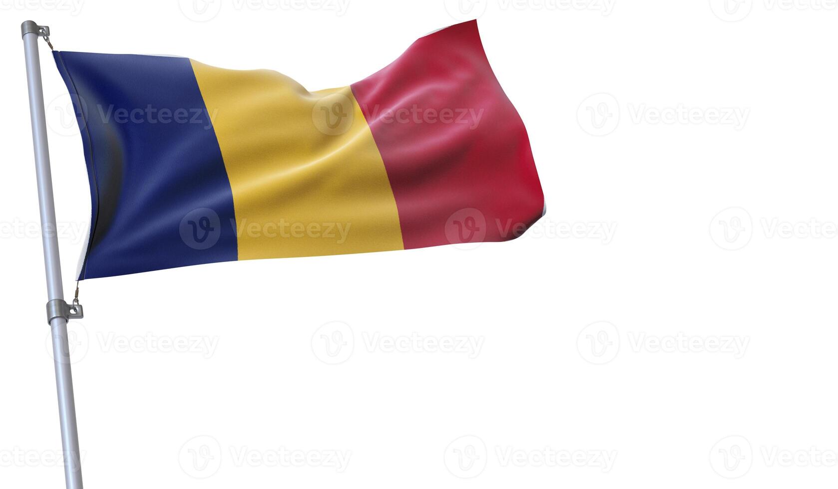 a flag is waving in the wind of Chad on a white background photo