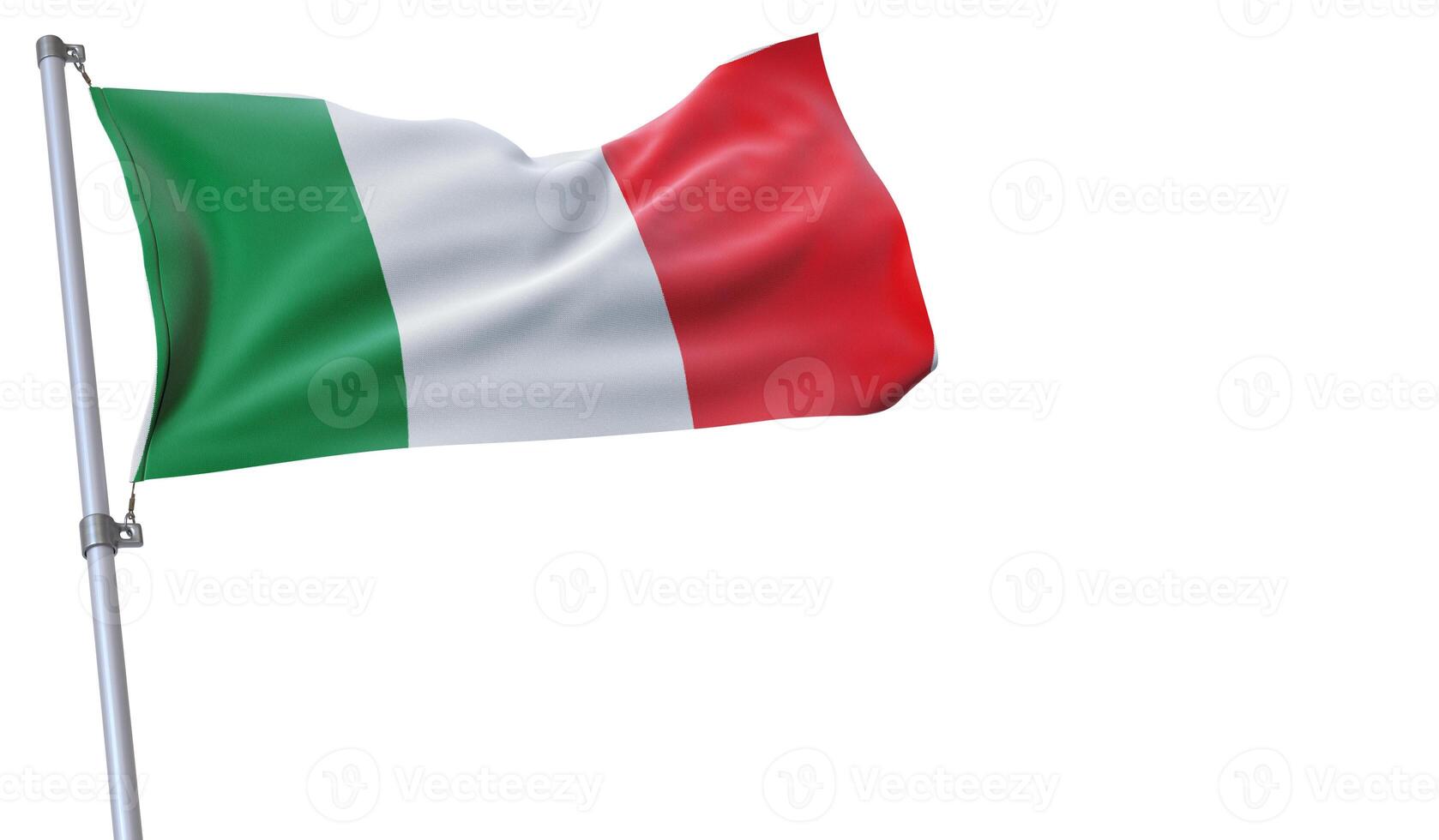 a flag is waving in the wind of Italy on a white background photo