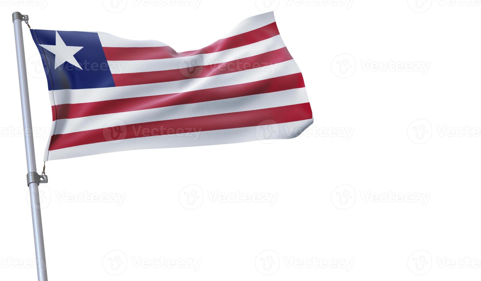 a flag is waving in the wind of Liberia on a white background photo