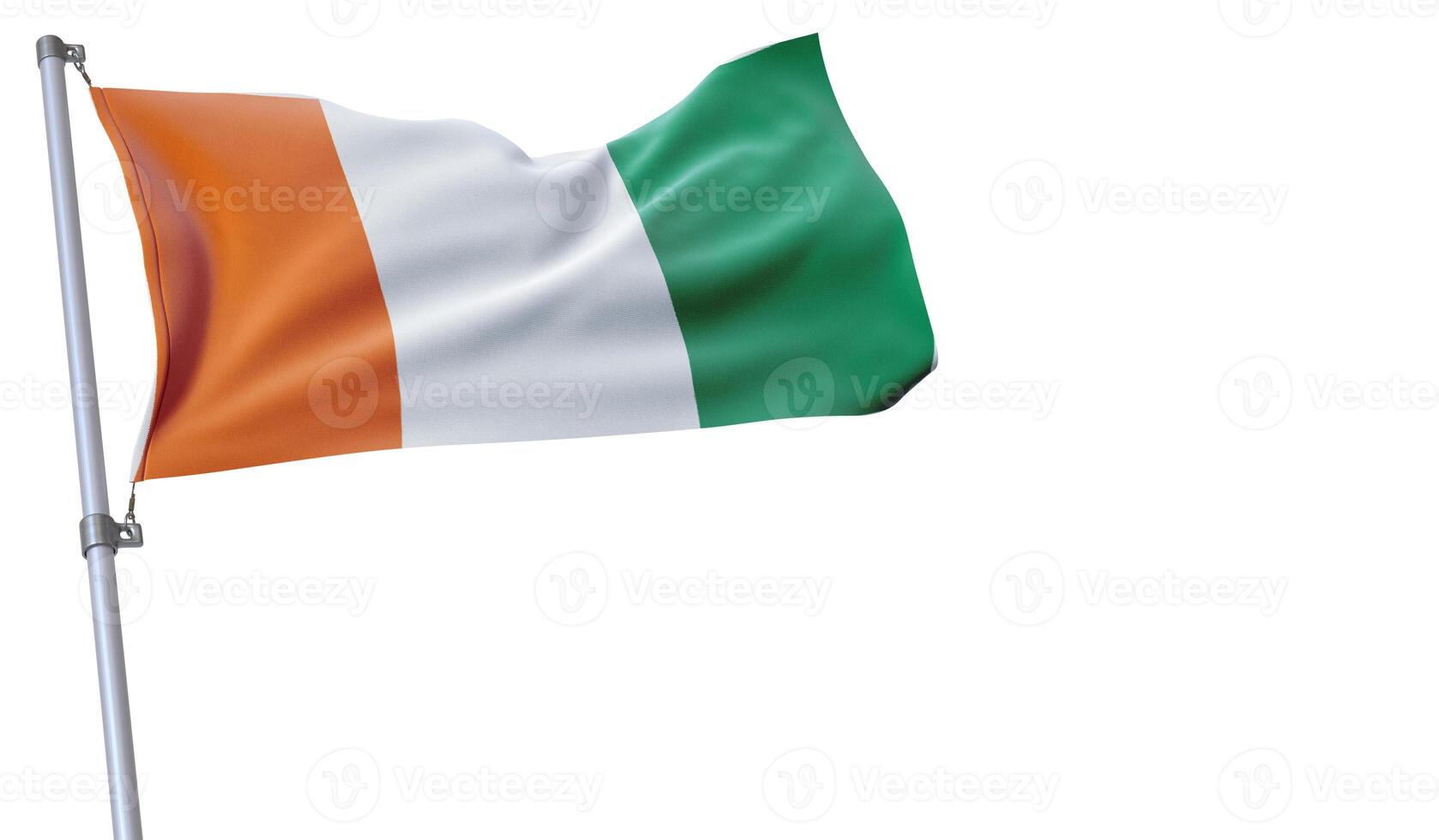 a flag is waving in the wind of Cote d lvoire on a white background photo