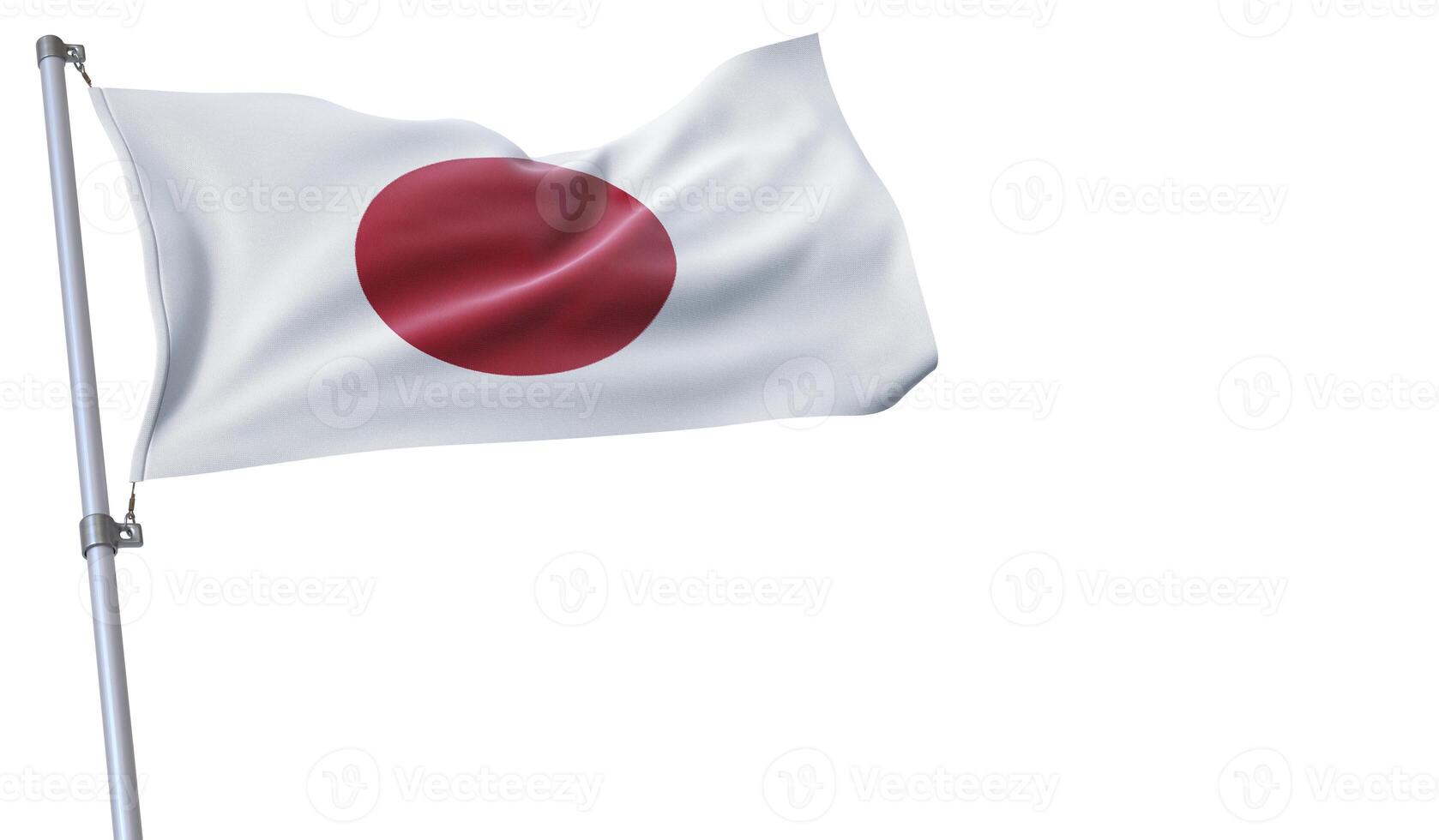 a flag is waving in the wind of Japan on a white background photo