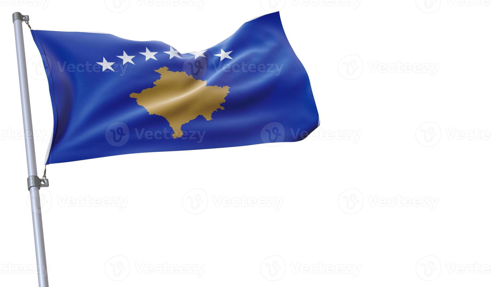 a flag is waving in the wind of Kosovo on a white background photo