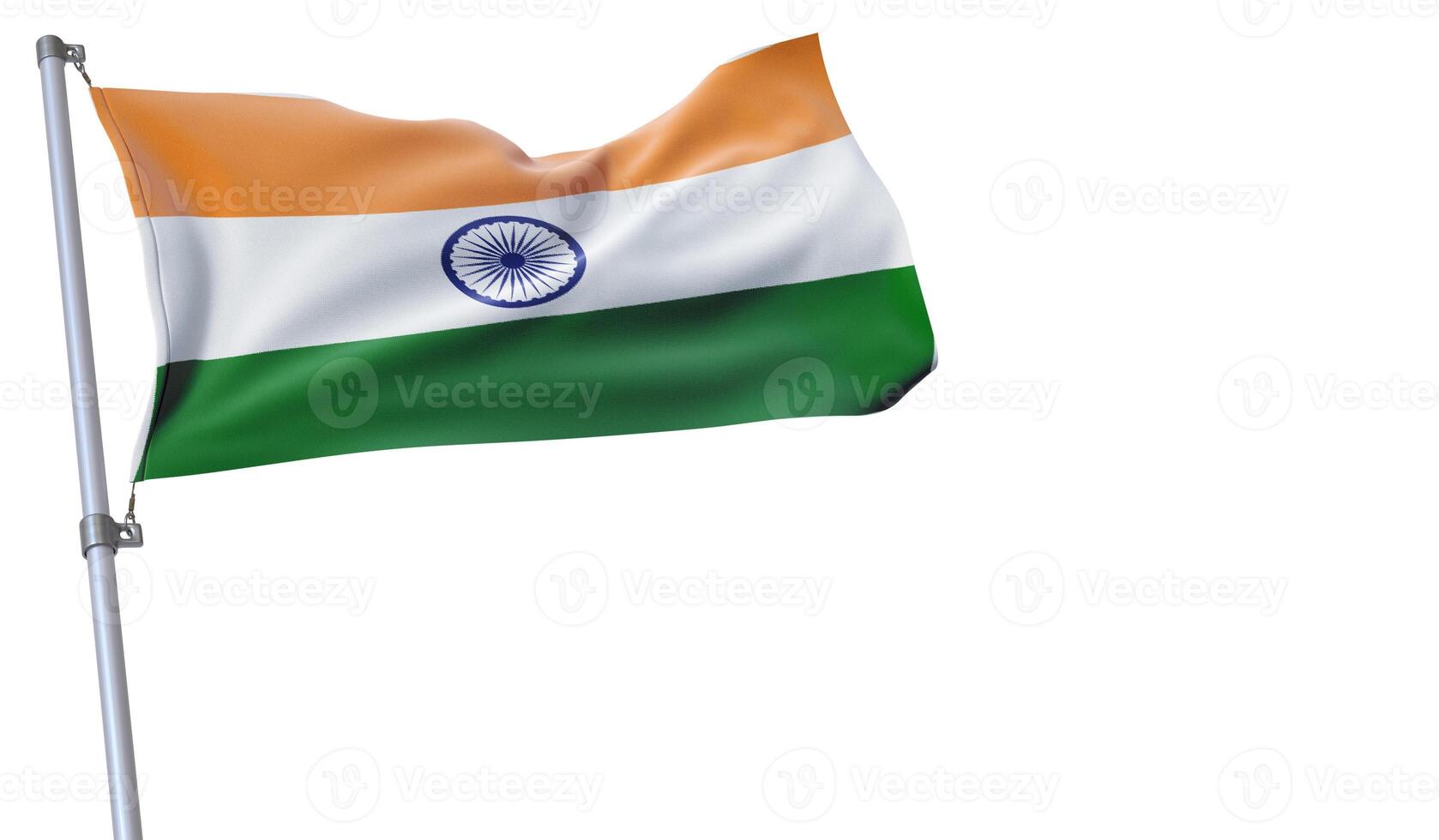 a flag is waving in the wind of India on a white background photo