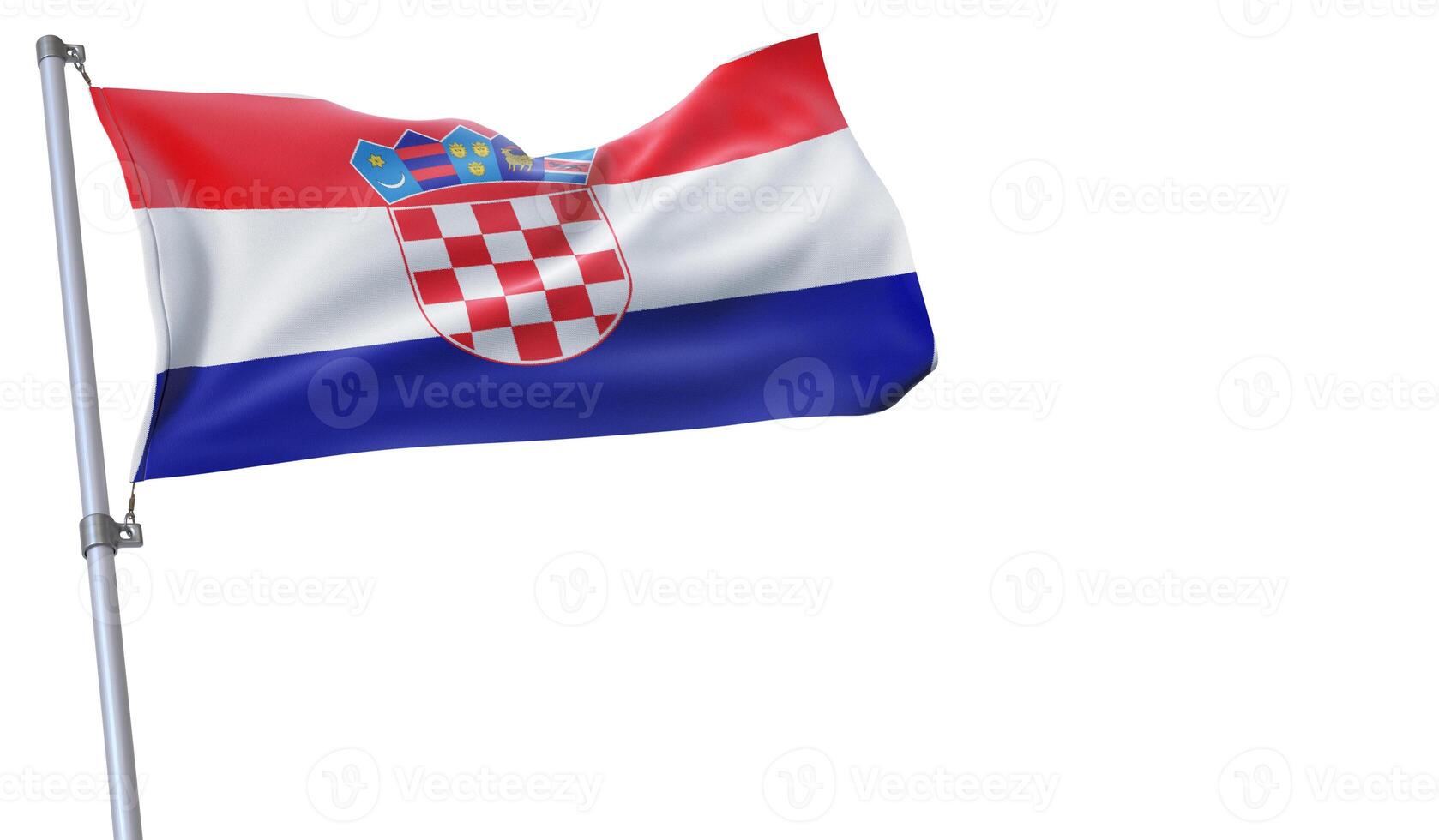 a flag is waving in the wind of Croatia on a white background photo