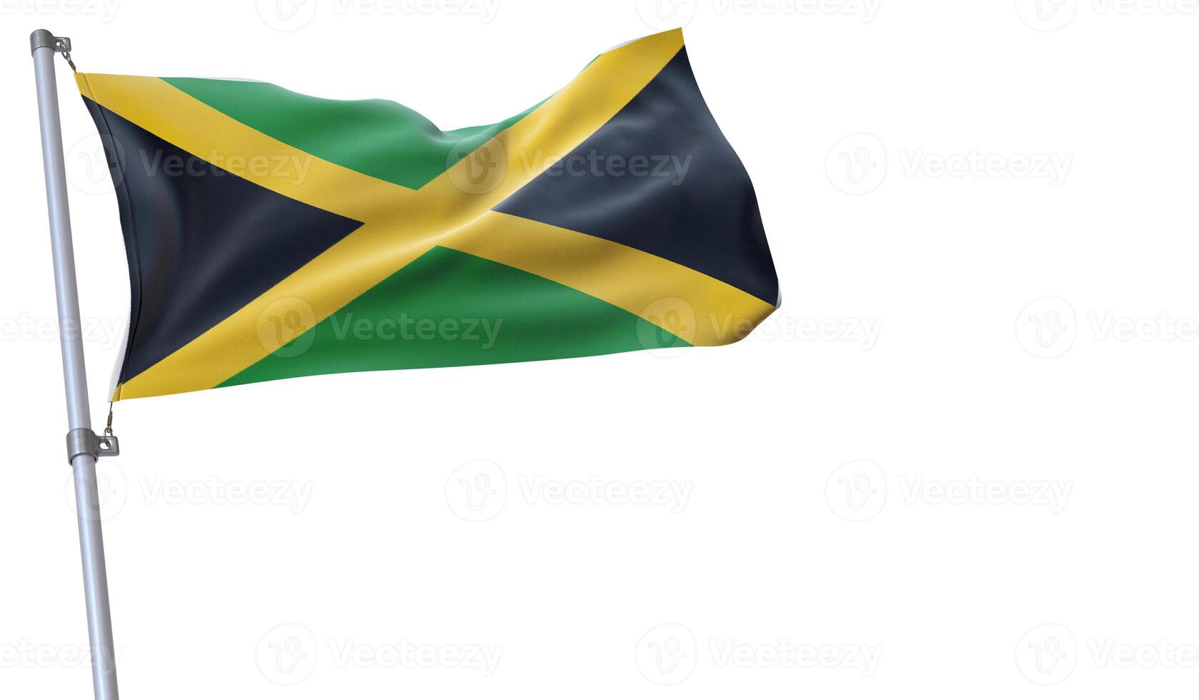 a flag is waving in the wind of Jamaica on a white background photo
