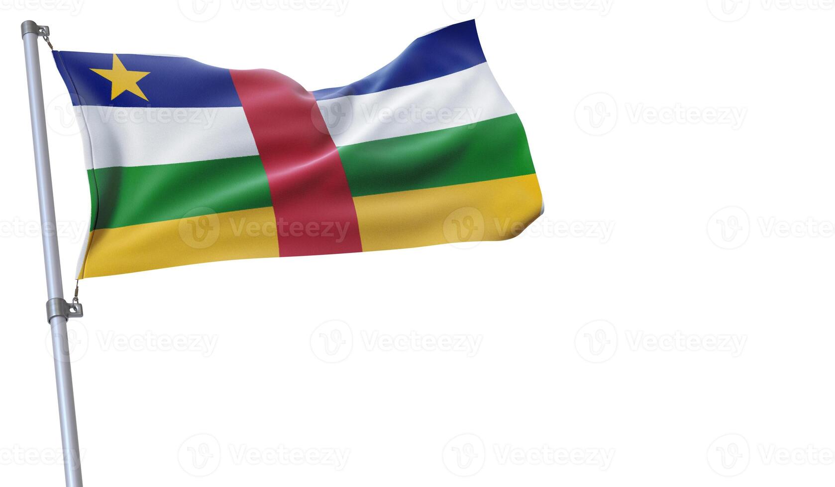 a flag is waving in the wind of Central African on a white background photo
