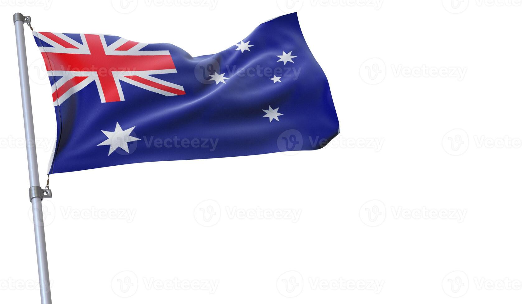 a flag is waving in the wind of Australia on a white background photo