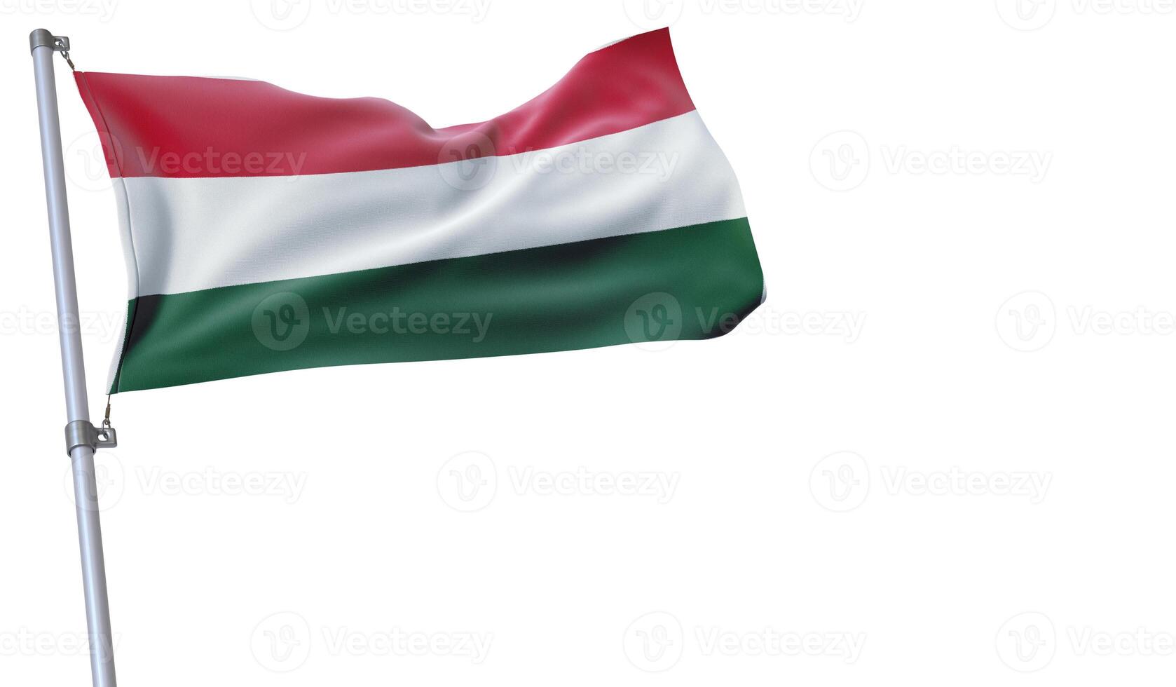 a flag is waving in the wind of Hungary on a white background photo