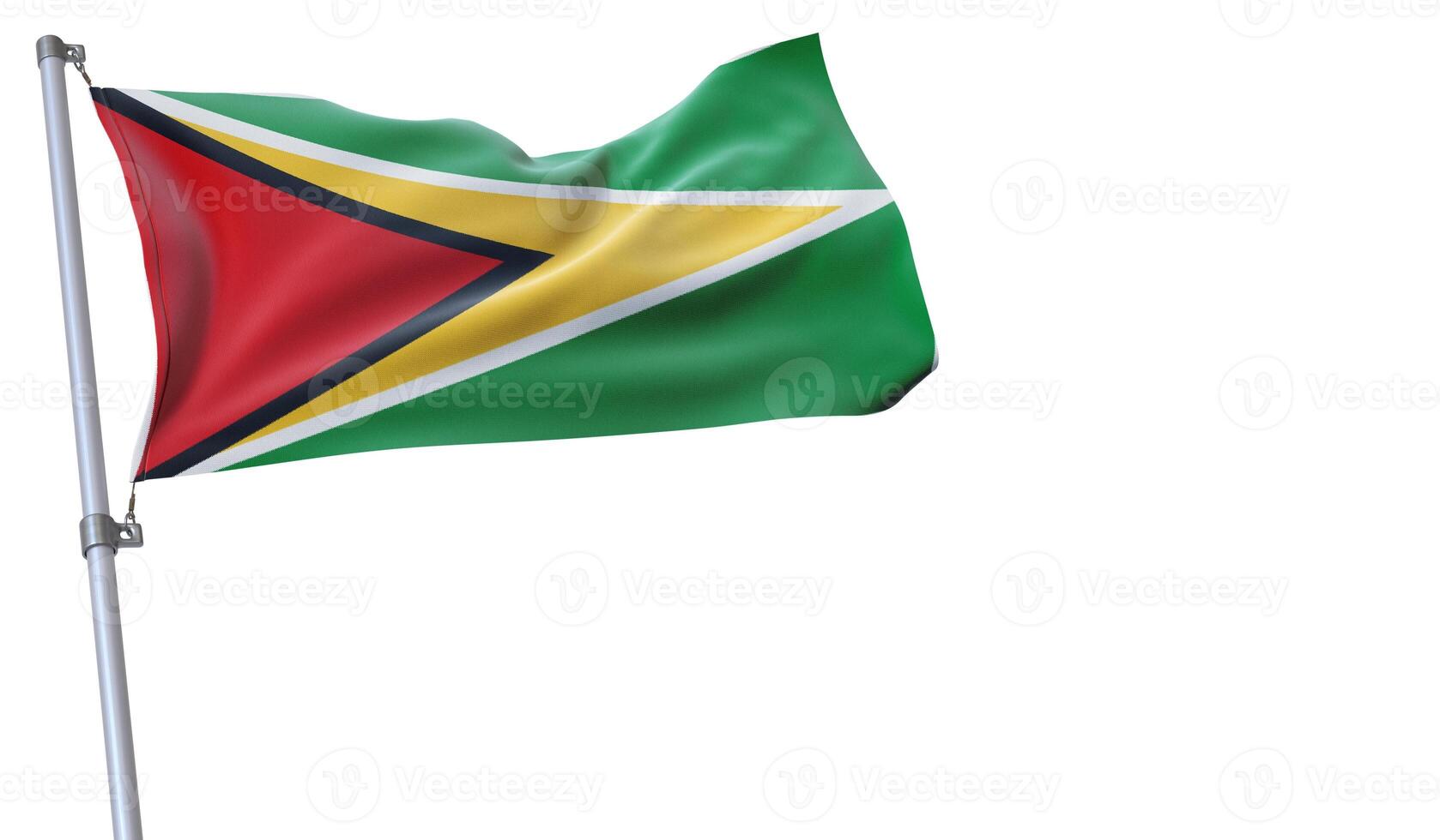a flag is waving in the wind of Guyana on a white background photo