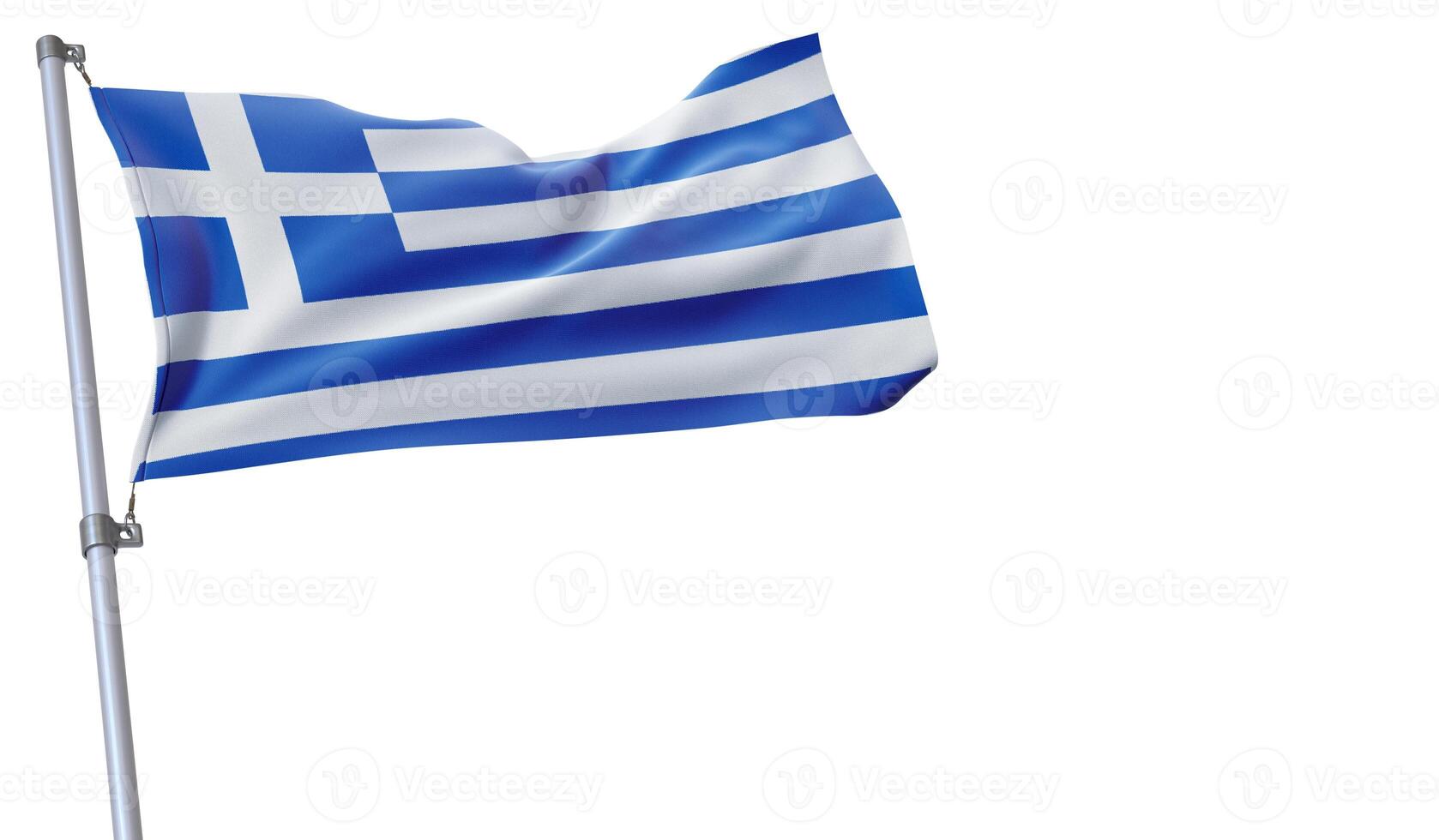 a flag is waving in the wind of Greece on a white background photo
