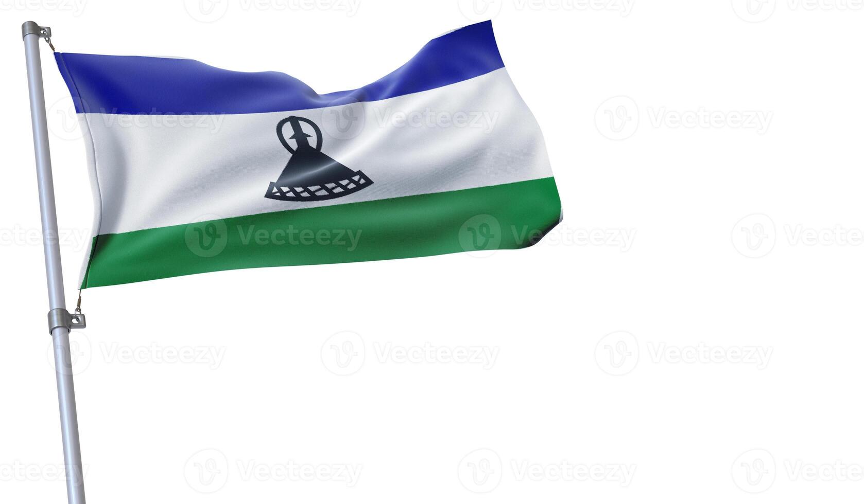 a flag is waving in the wind of Lesotho on a white background photo