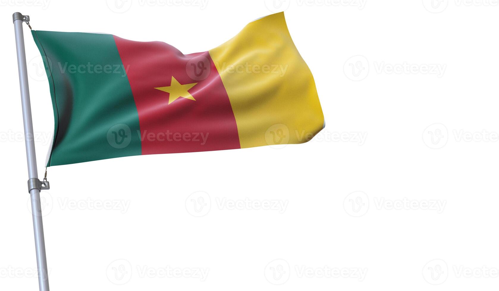 a flag is waving in the wind of Cameroon on a white background photo
