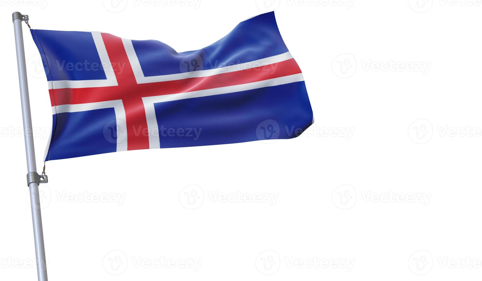 a flag is waving in the wind of Iceland on a white background photo