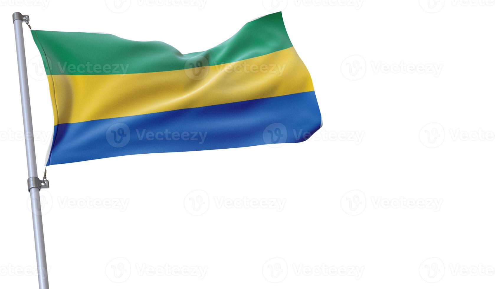a flag is waving in the wind of Gabon on a white background photo