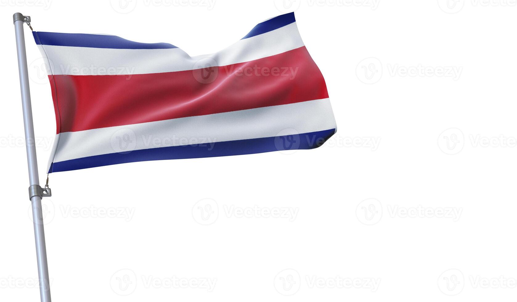 a flag is waving in the wind of costa Rica on a white background photo