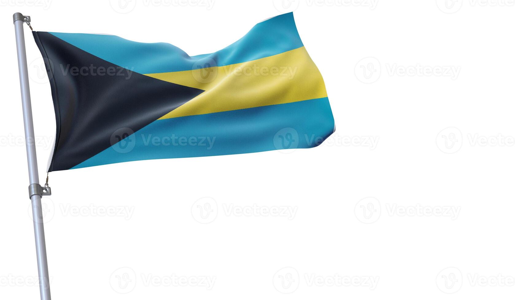 a flag is waving in the wind of Bahamas on a white background photo