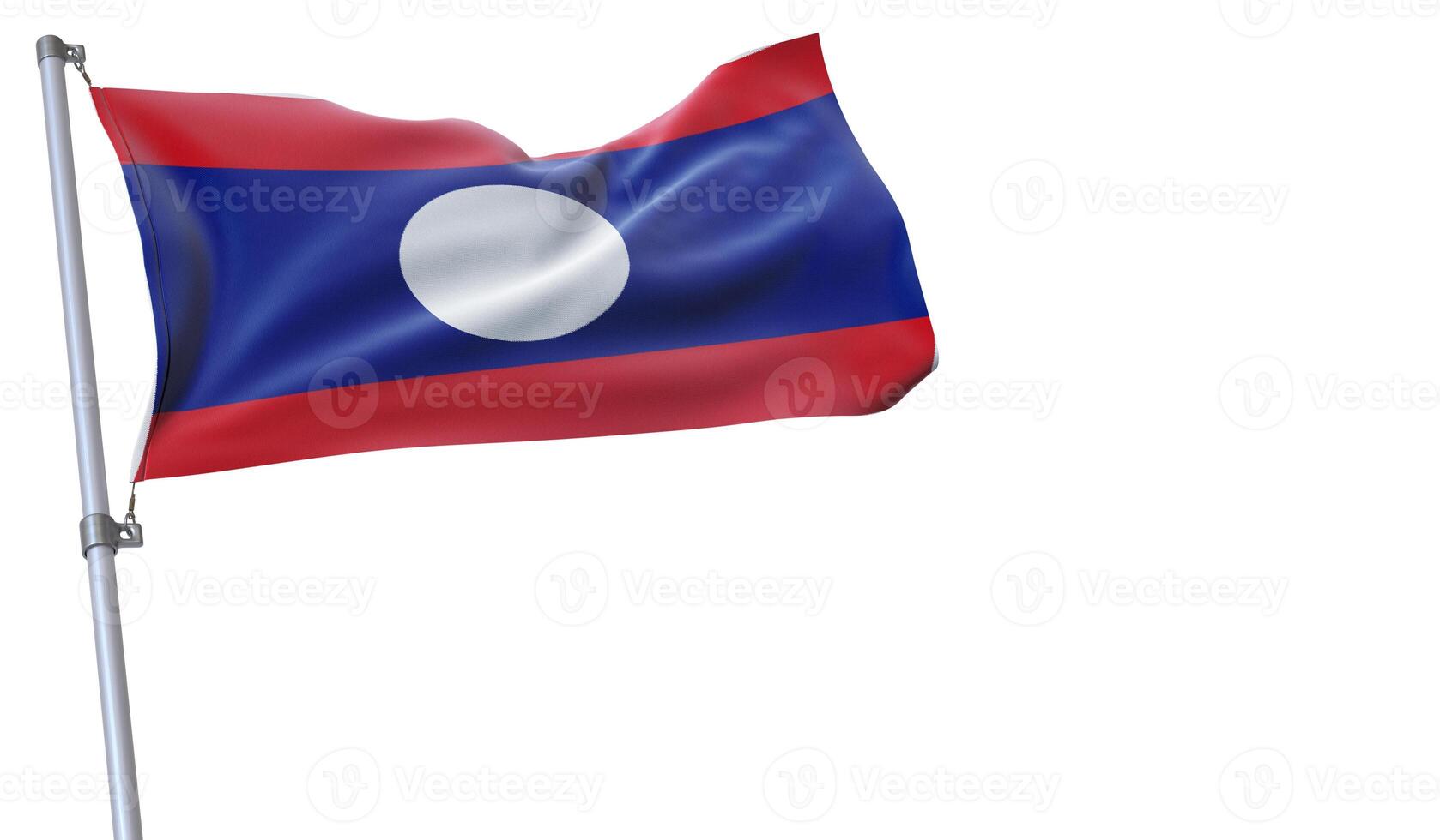 a flag is waving in the wind of Laos on a white background photo