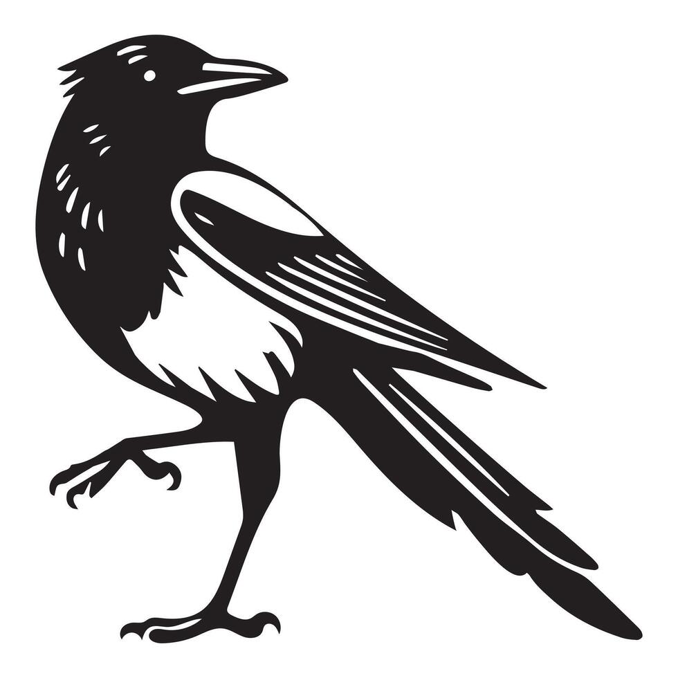A black and white illustration of a bird vector