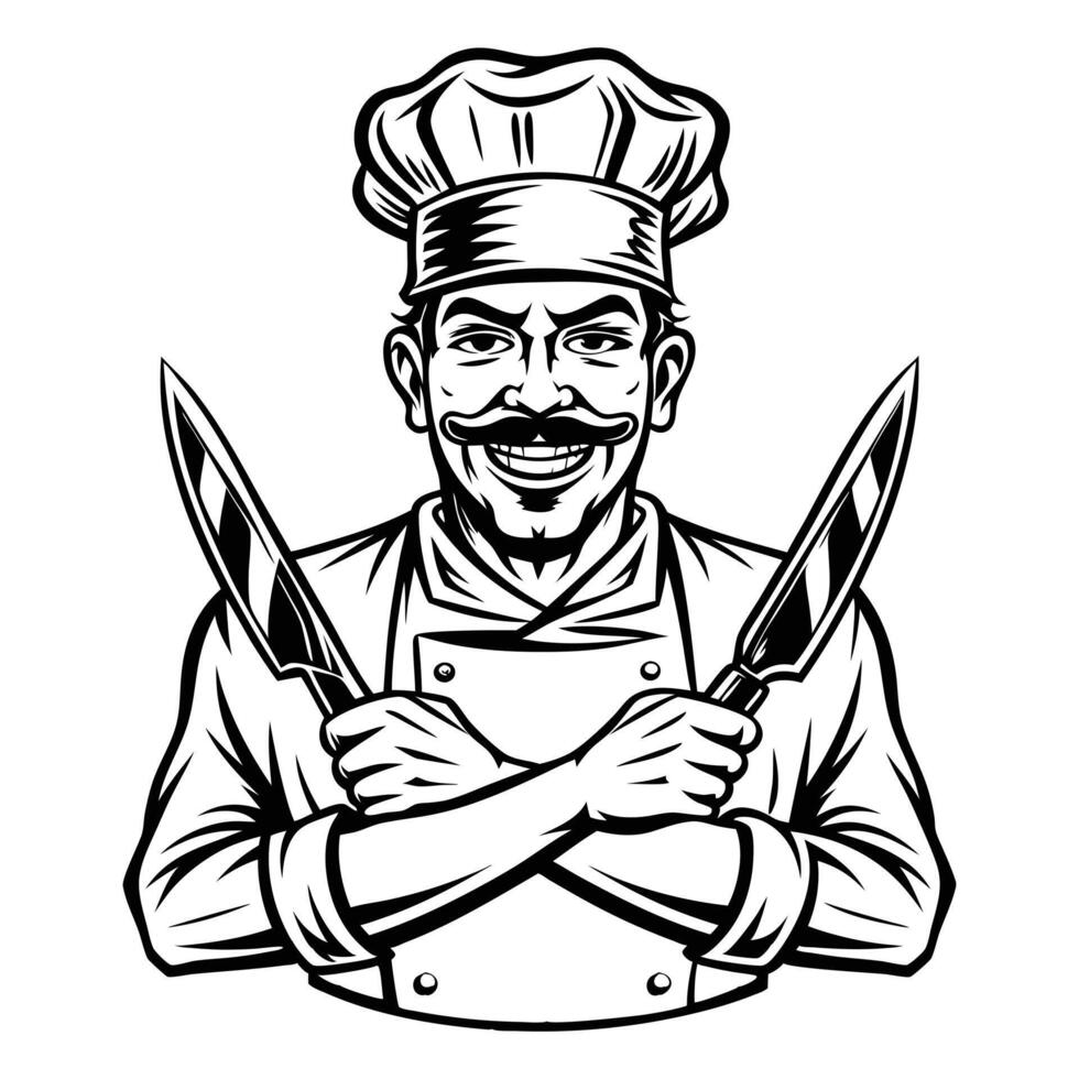 Chef with knife vector