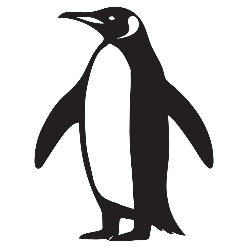 King Penguin silhouette - Penguin Bird Illustration in black and white vector