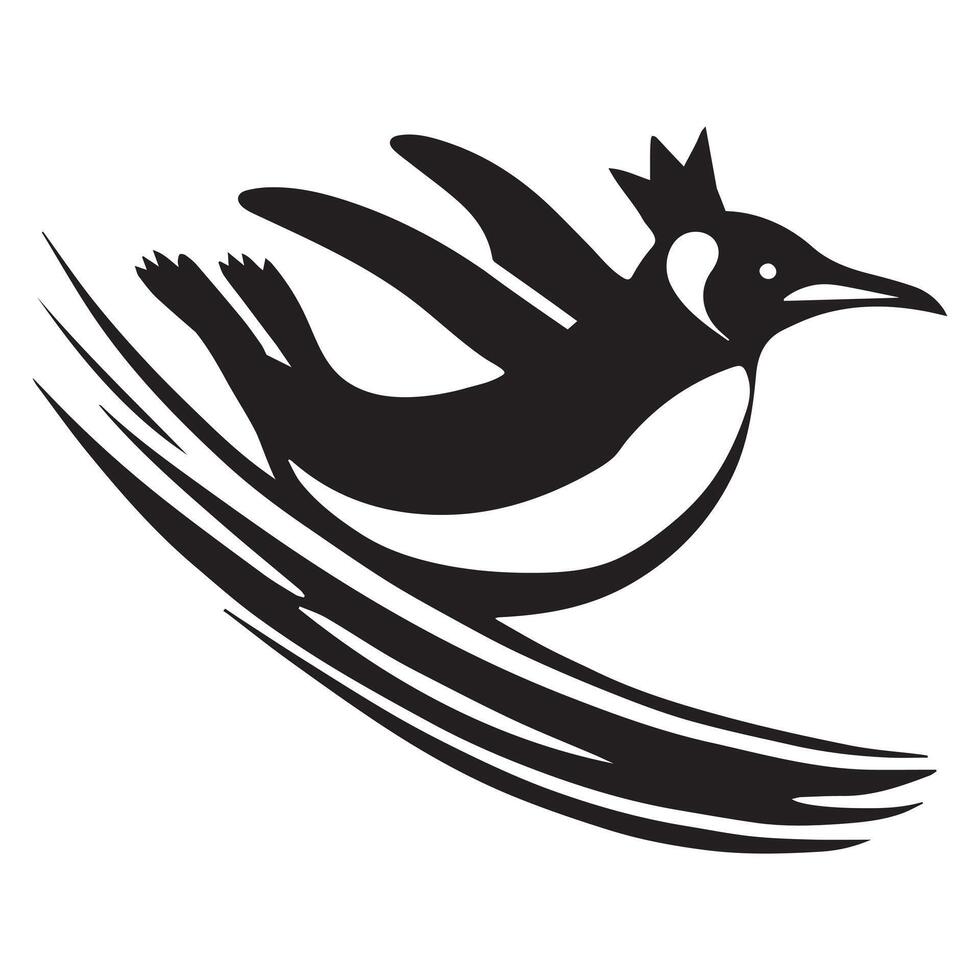 King Penguin silhouette - Penguin Bird Illustration in black and white vector