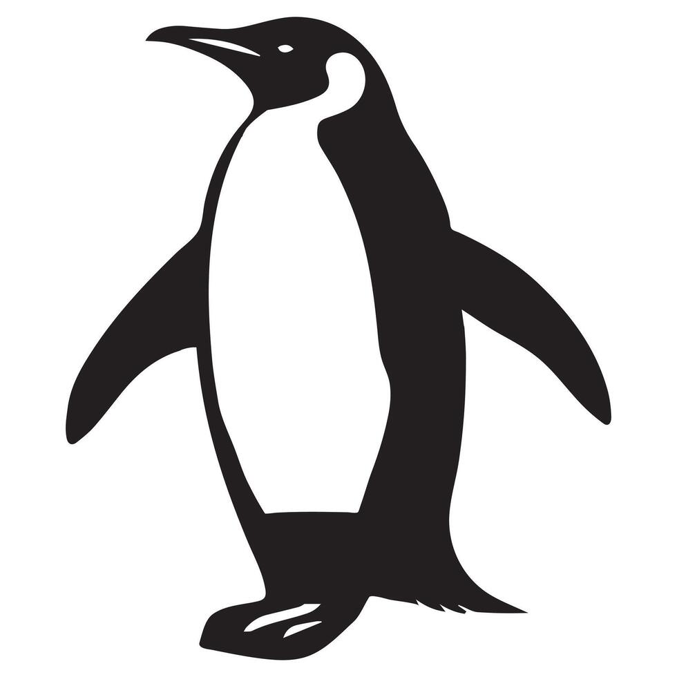 Black and White Emperor Penguin - Penguin Bird Silhouette ClipArt vector