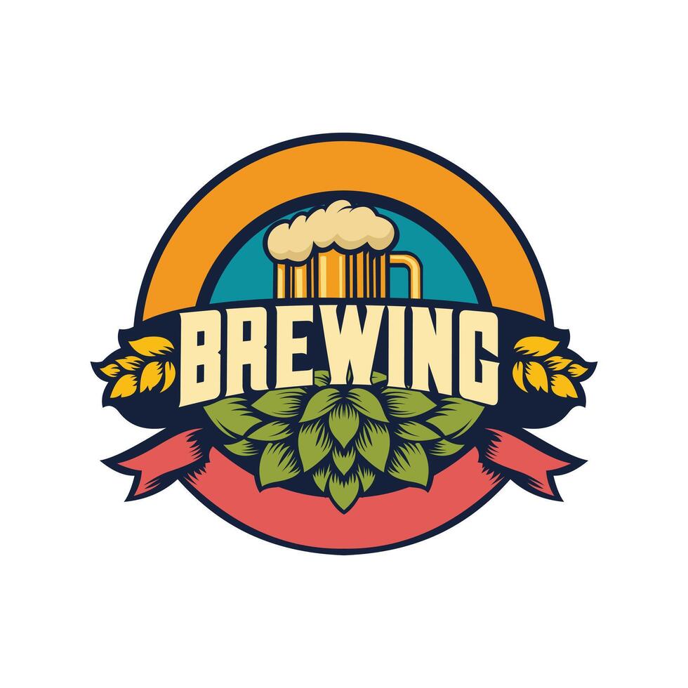 Vintage brewing company logo design vector