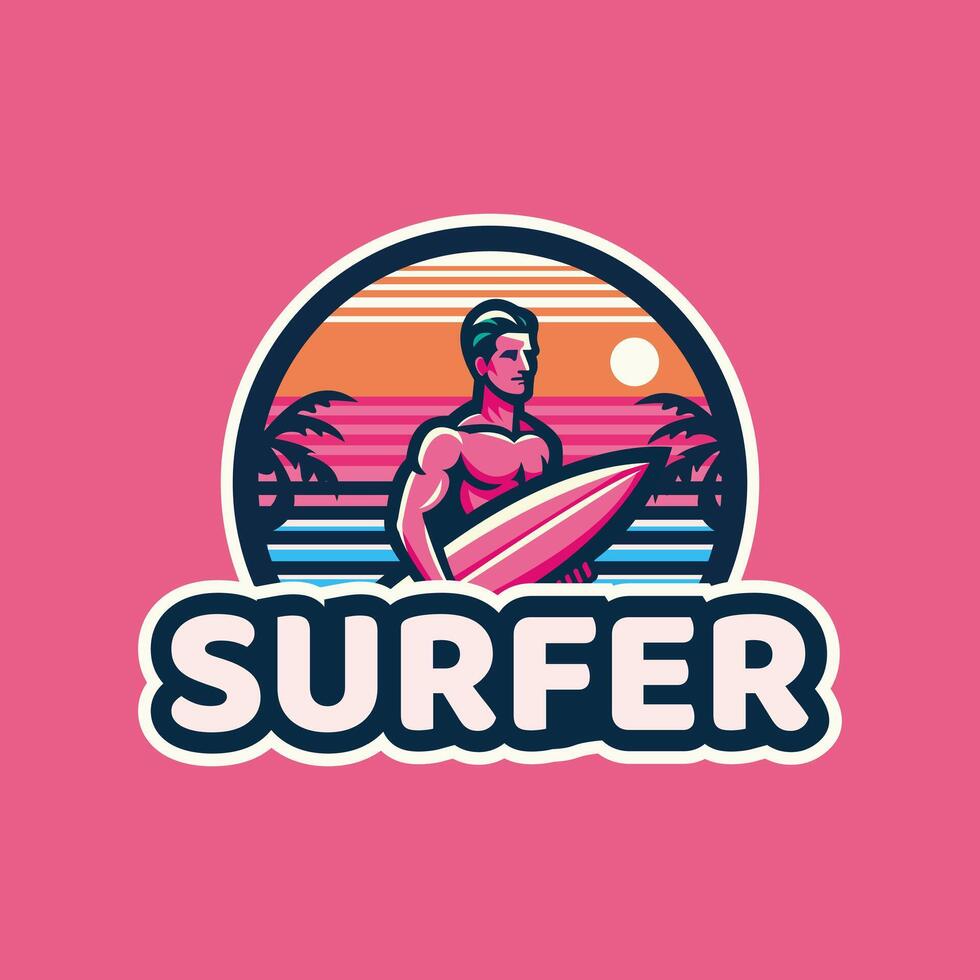 surfer logo with a combination of a man vector