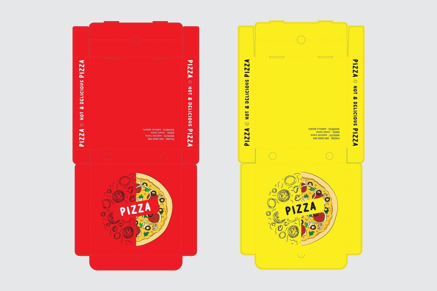 Pizza Box Design, sketch box design vector