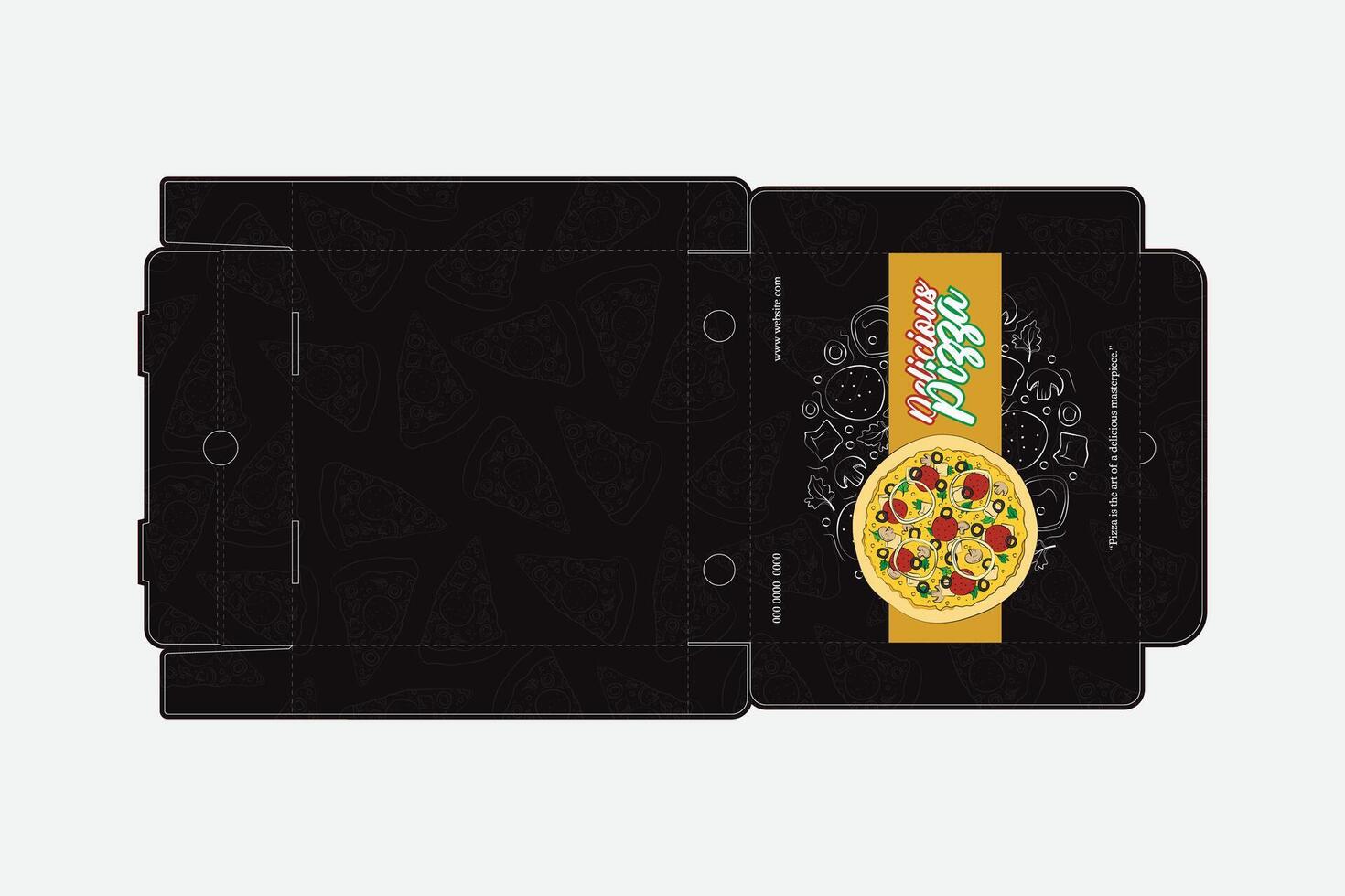 Pizza box template, pizza box ideas , black color vector