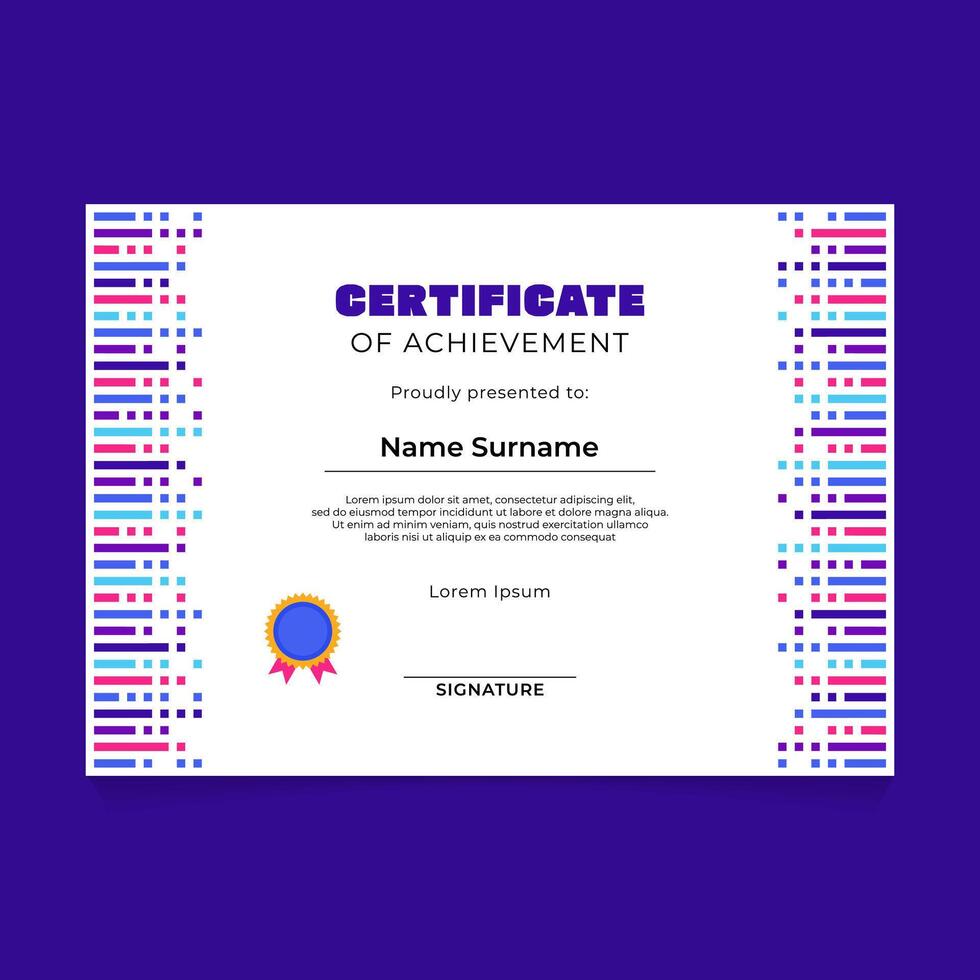 Abstract Geometric Horizontal Bar Certificate Design vector