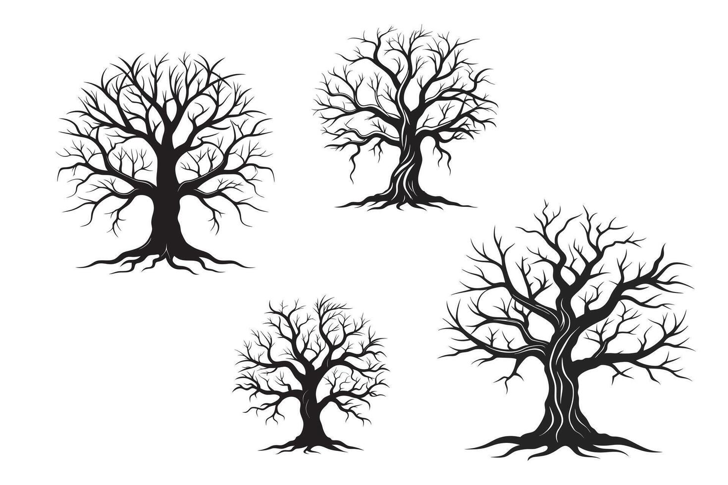 Spooky Bare Trees Perfect for Halloween Designs vector