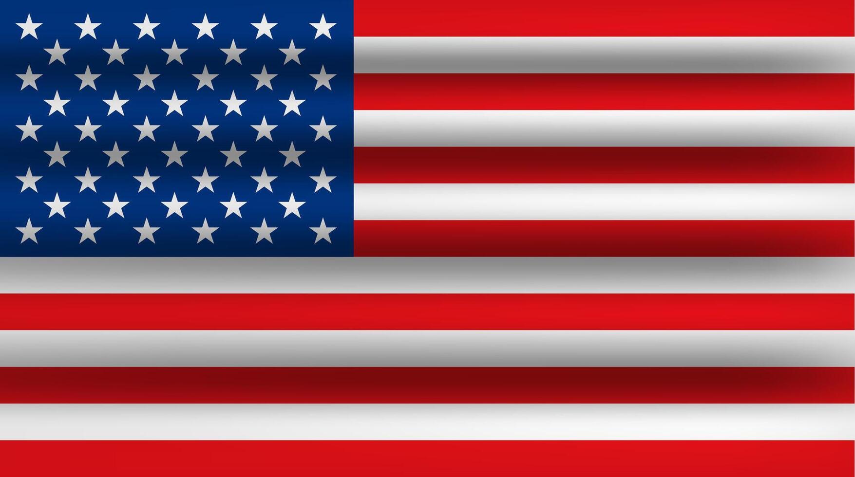 United States of America wavy silk fabric design flag illustration. vector