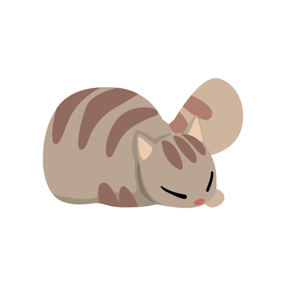 Cute grey striped cat, funny pet character, furry human friend Illustration vector