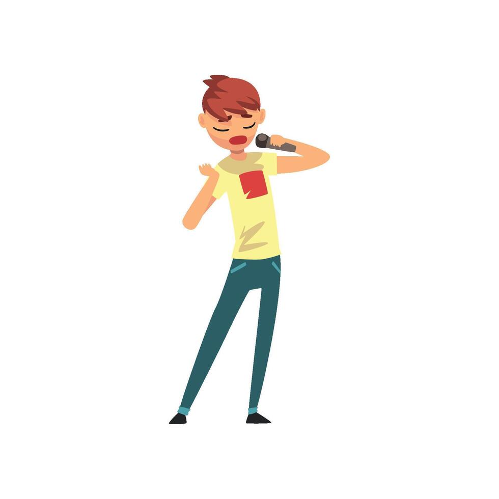 Man singing a song, singer with microphone, pop singer Illustration vector