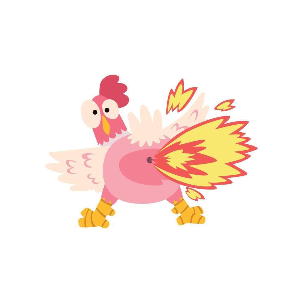Hot spicy chicken farting fire, creative logo design element Illustration vector