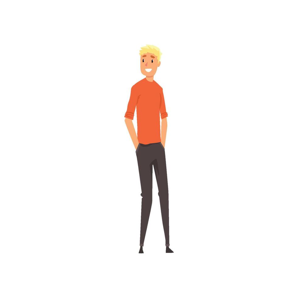 Smiling man in casual clothes Illustration vector