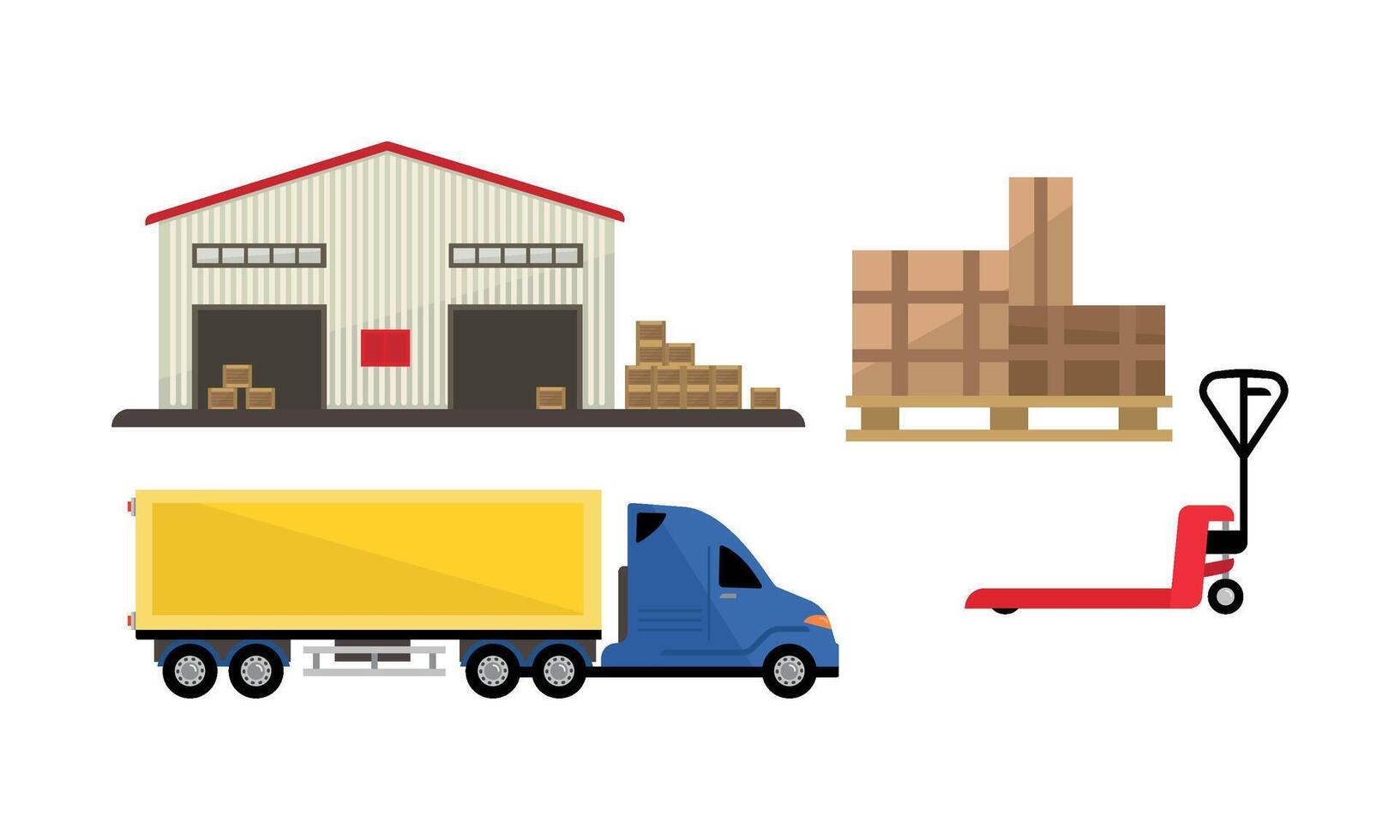 Logistic and transportation, warehouse, storage and cargo delivery Illustration vector