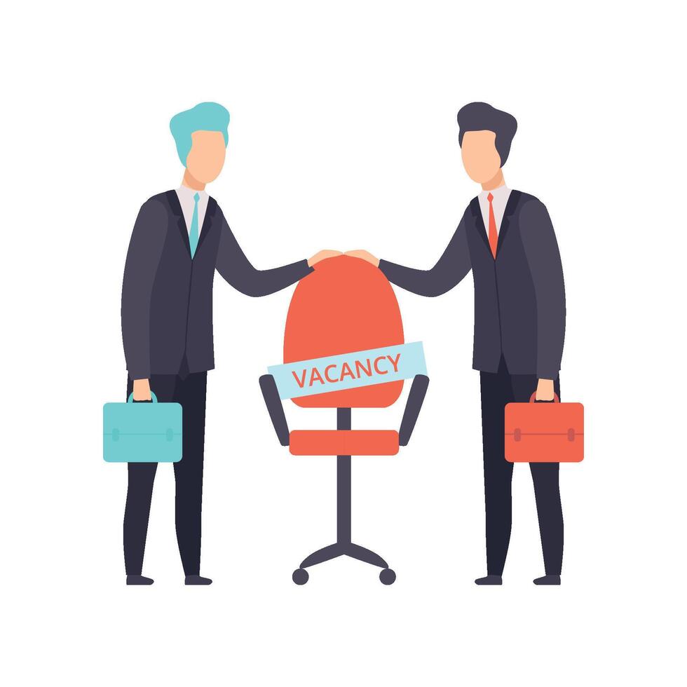 Businessmen fighting for a chair, business competition, job seekers, unemployment concept Illustration vector