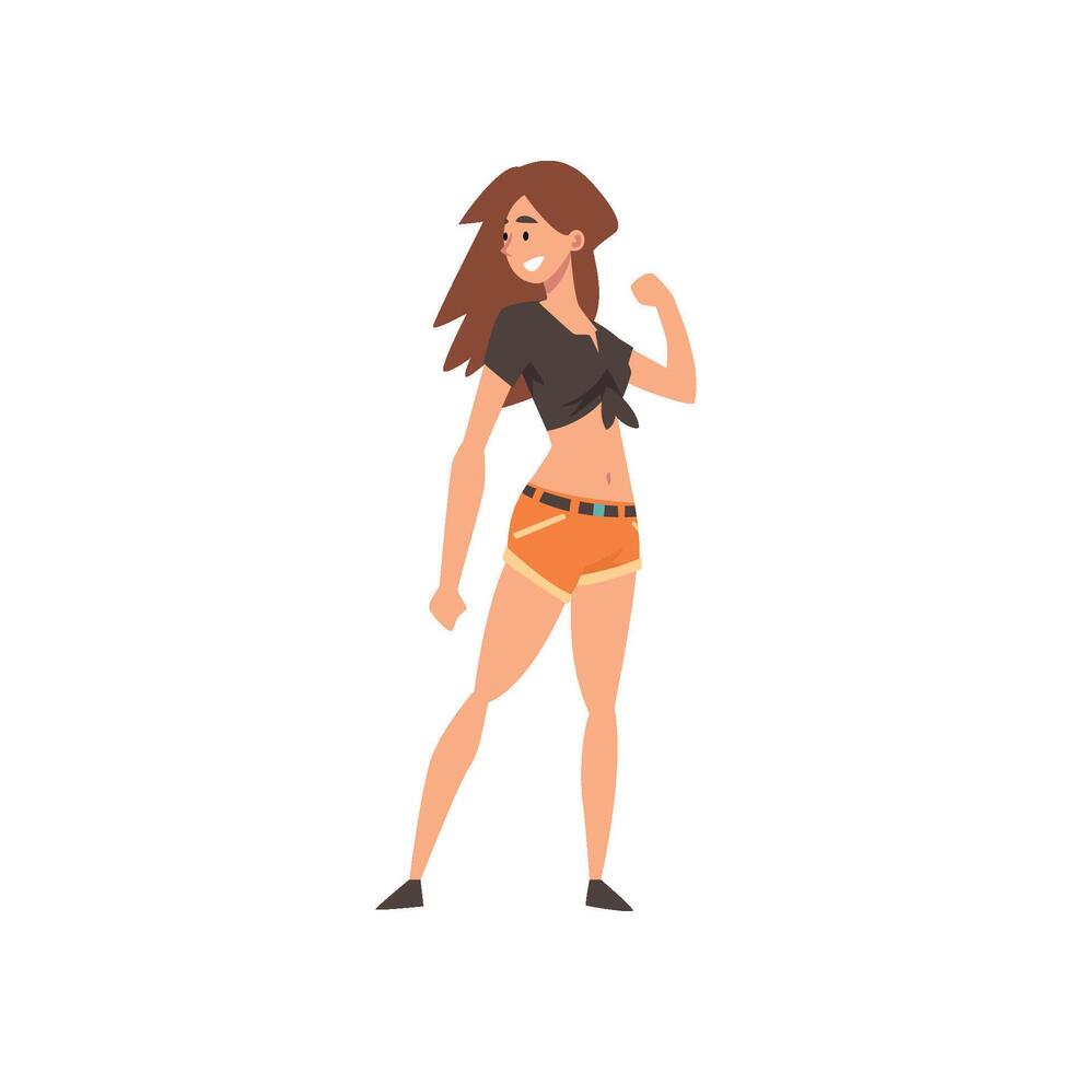 Girl showing fist, feminism, fighting, freedom, protest concept, symbol of female power and rights Illustration vector