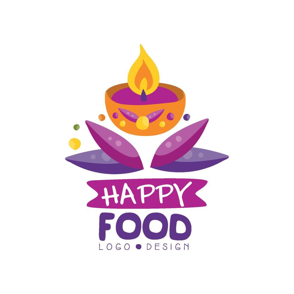 Happy food logo design for poster, invitation, flyer, greeting card hand drawn Illustration vector