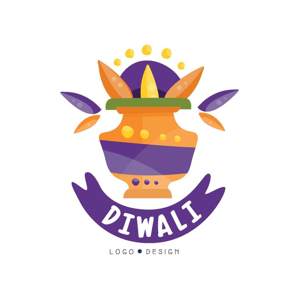 Diwali logo design, Hindu festival label, poster, invitation, flyer, greeting card template Illustration vector