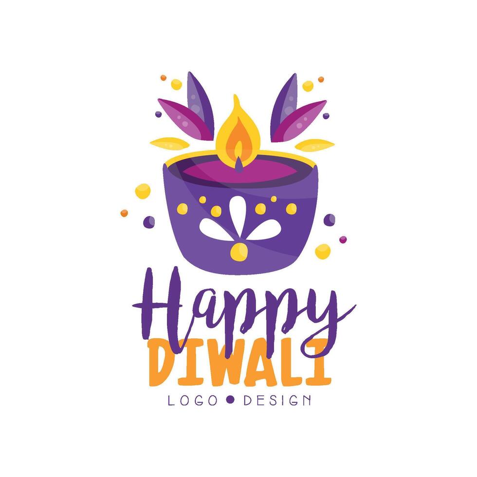 Happy Diwali logo design template, Hindu festival label, poster, invitation, flyer, greeting card template hand drawn Illustration vector