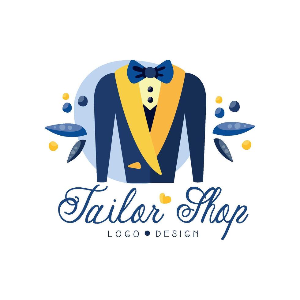 Tailor shop logo design, dressmakers salon, sewing studio, fashion designer emblem, dress boutique, store Illustration vector