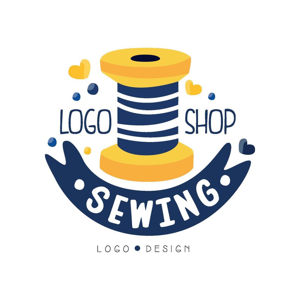 Sewing shop logo design, dress boutique, store label, dressmakers salon, tailoring studio Illustration vector